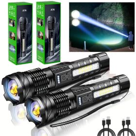 Super Bright White LED Flashlight Rechargeable Zoomable Torch Camping lamp (Quantity: 2 sets)