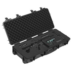 Hard Rifle Case, Lockable Rifle Case with 4 Layers Pre-cut Foams, 36 in Gun Storage with Wheels (Default: Default)